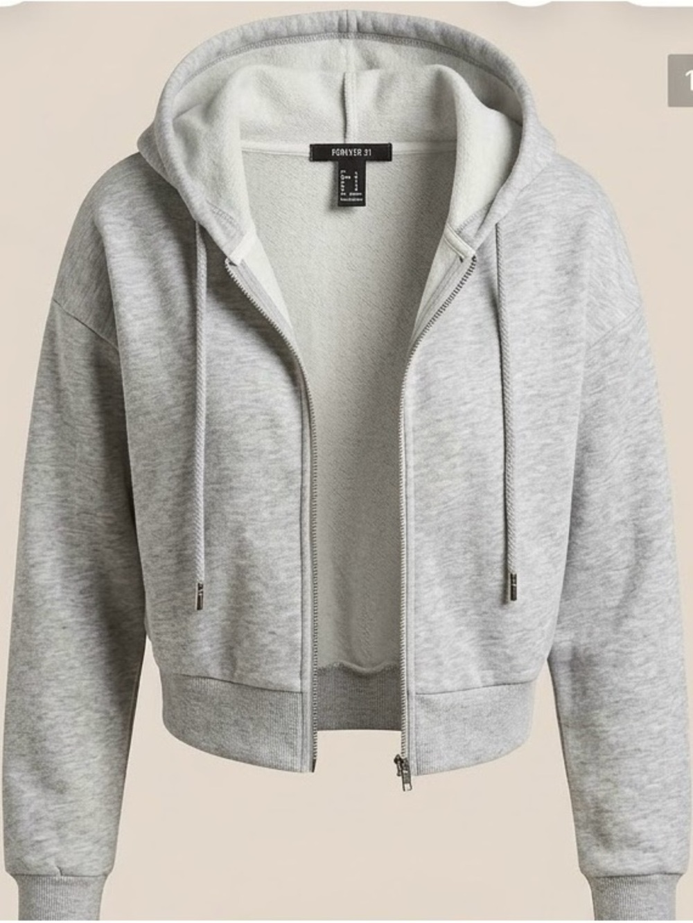 Forever 21 Heather Gray Full-Zip Hooded Sweatshirt